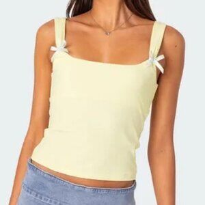 Edikted Lola Bow Tank Butter Yellow NWT